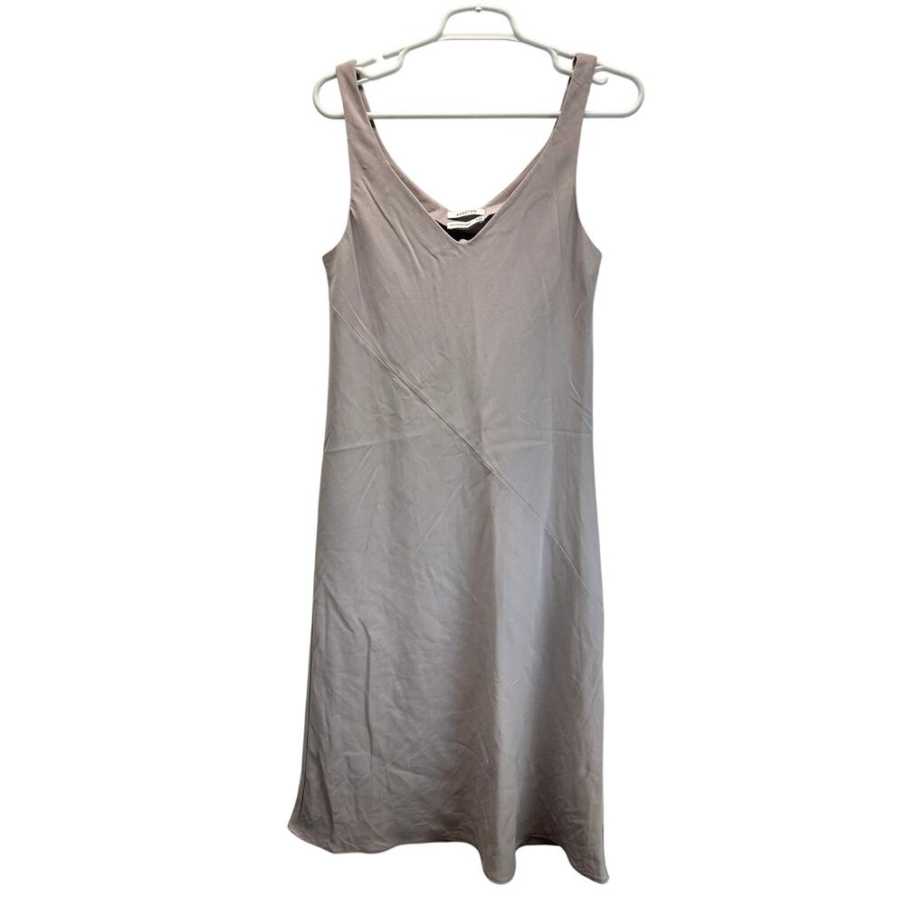 Aritzia Babaton Slip Midi Dress Grey Taupe V-Neck Minimalist Size S